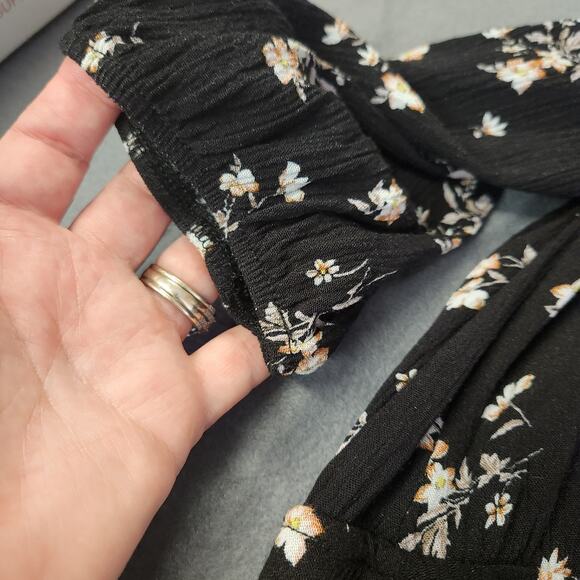 RUE21 Mini Dress Womens M Black Multi Floral Ditzy Cottagecore Dark Boho Summer - Picture 11 of 12